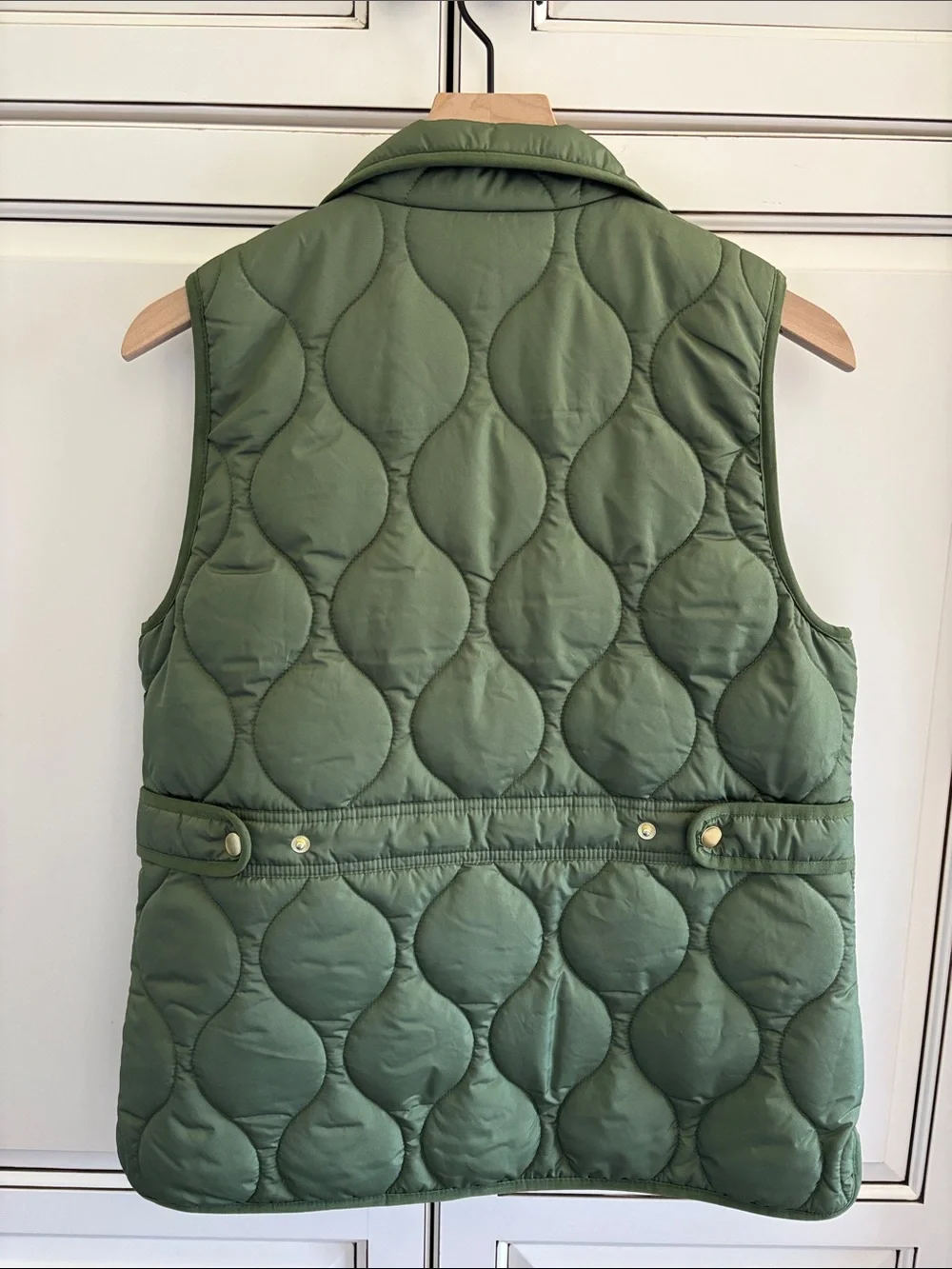 J Crew Green Primaloft Puffer Zip Snap‎ Vest Women’s Small $148